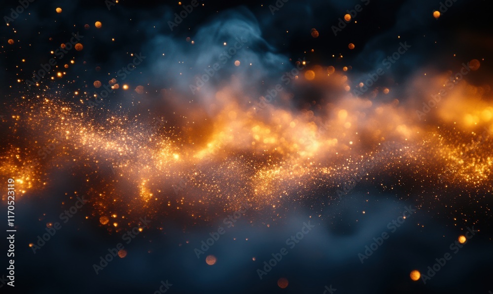 Vibrant cosmic cloud with glowing particles in a dark background Vibrant cosmic cloud with glowing particles in a dark background