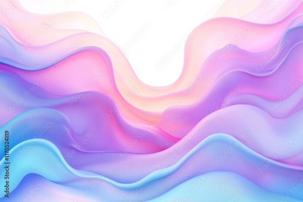 Soft Pastel Abstract Background with Pink and Blue Waves and Minimalist Design