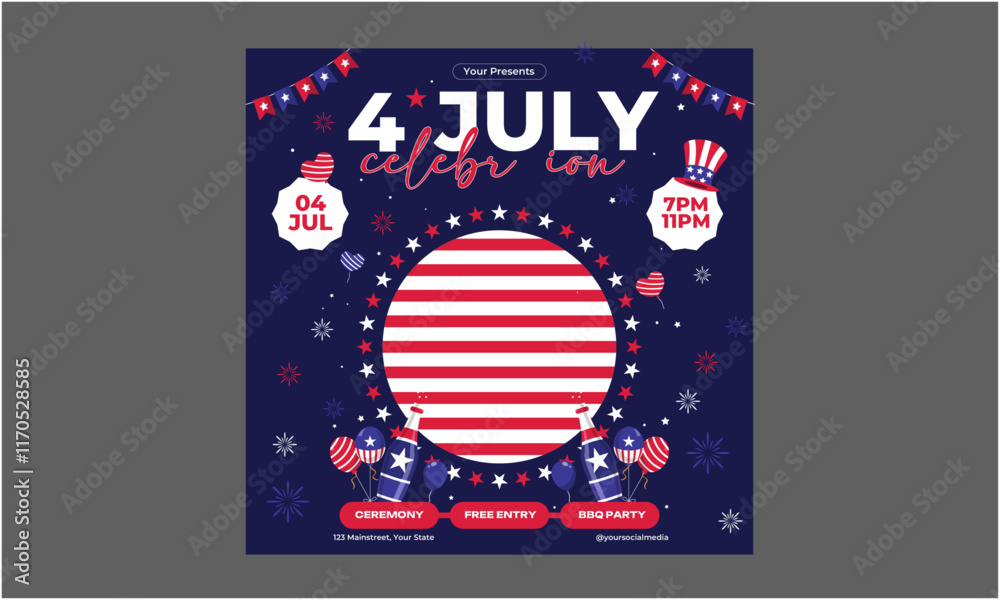 4th of July  Socials Media