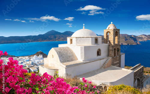 Obraz na płótnie Panagia Thalassitra church view in the Plaka castle, Milos island, Greece w salonie