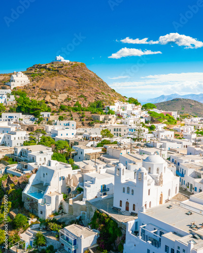 Obraz na płótnie Panoramic view of Plaka town. Milos island, Greece w salonie