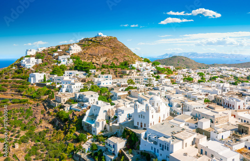 Obraz na płótnie Panoramic view of Plaka town. Milos island, Greece w salonie