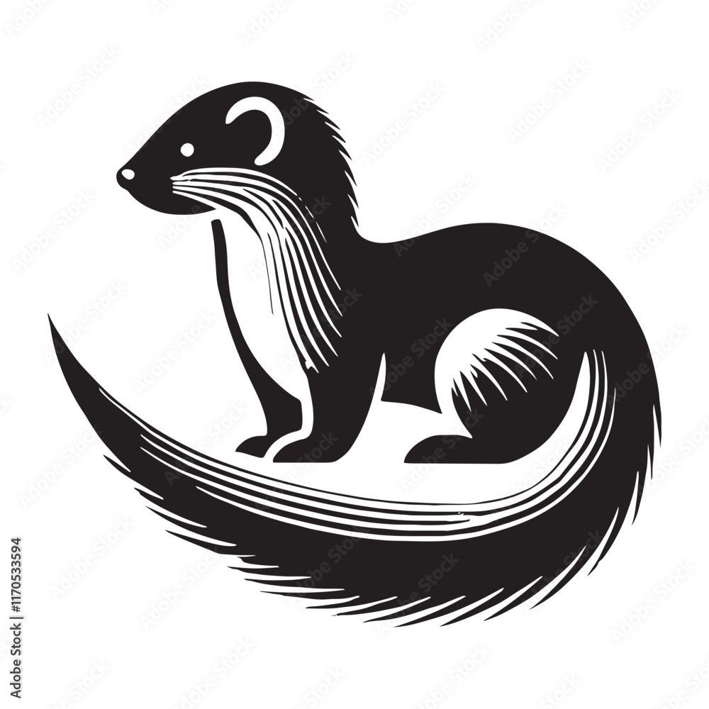 Fototapeta premium Simplified mink silhouette for versatile digital uses - Mink illustration - minimallest mink vector 