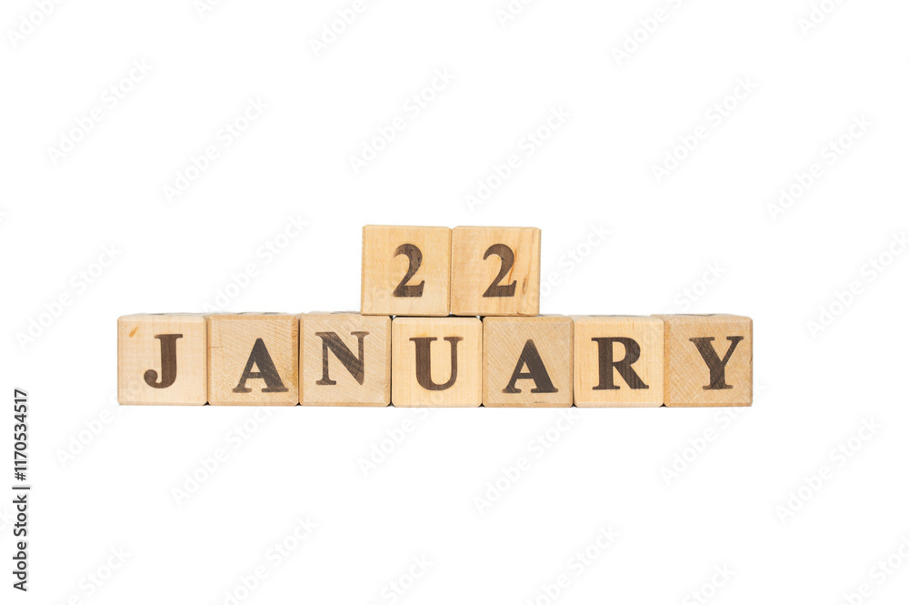Wooden block calendar January 22 on white background. US legalized abortion, Apple Macintosh, Lord Byron, Chinese New Year, Ukraine Unity Day, Aquarius Wooden block calendar January 22 on white background. US legalized abortion, Apple Macintosh, Lord Byron, Chinese New Year, Ukraine Unity Day, Aquarius