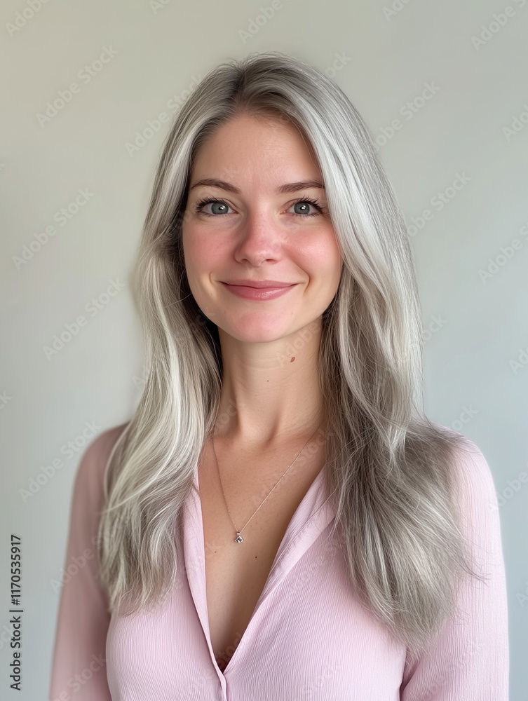 Naklejka premium woman grey blond hair Beauty Editorial Images