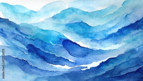 Abstract Wave Watercolor Background in Blue Colors A Serene and Artistic Representation of Fluidity, Perfect for Creative Projects, Websites, and Digital Art Designs