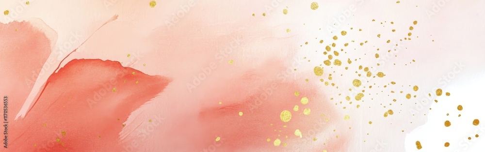 Fototapeta premium Pastel coral strokes with golden accents creating a soothing abstract visual effect