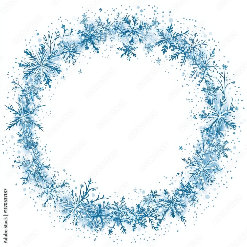Delicate snowflake pattern forming a beautiful circular design, perfect for winter-themed projects or decorations Delicate snowflake pattern forming a beautiful circular design, perfect for winter-themed projects or decorations