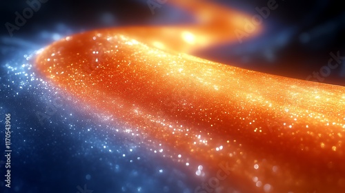 Obraz na płótnie Abstract glowing orange and blue glittering river w salonie