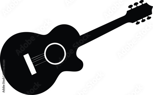 Guitar silhouette, Acoustic guitar vector, heavy rock electric guitar