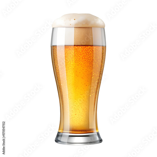 A glass of beer with a foam isolated on transparent background
