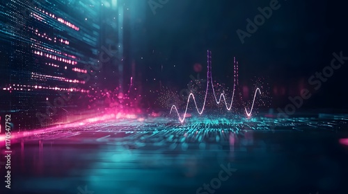 Wallpaper Mural Quantum Computer Visualizing Planck s Law of Radiation with Glowing Spectrum of Wavelengths and Energy Peaks Leaving Copy Space at the Left for Composition Torontodigital.ca