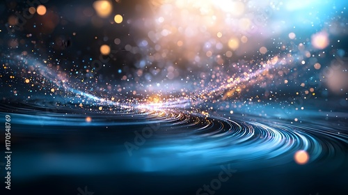 Visualizing the quantum simulation of angular momentum in rotational motion showcasing the dynamic particle movement and torque effects leaving ample copy space at the top for design elements