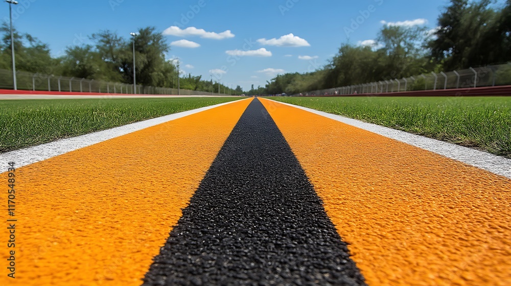 Racetrack Asphalt Showing Orange And Black Stripes