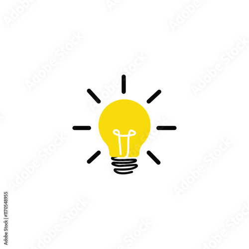 Light bulb isolated on white light bulb one line outline vector art illustration