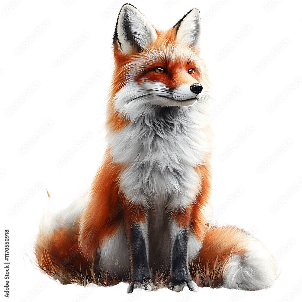 Naklejka premium Fox art in stylized design isolated on transparent background