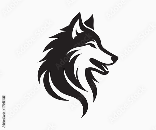 minimalist silhouette of a wolf in black and white