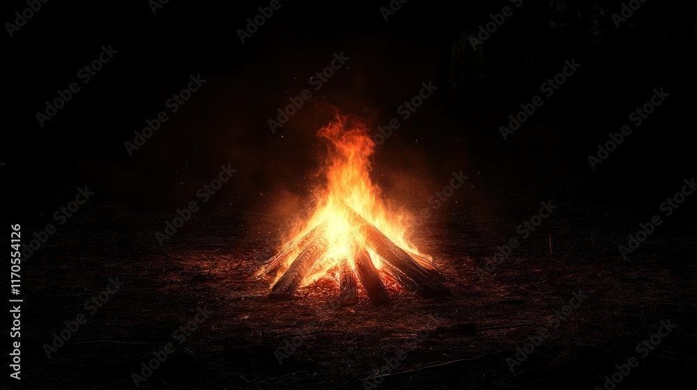 Fire flames rising and moving at dark night in dark blurred background. Camping fire suitable backdrop Fire flames rising and moving at dark night in dark blurred background. Camping fire suitable backdrop