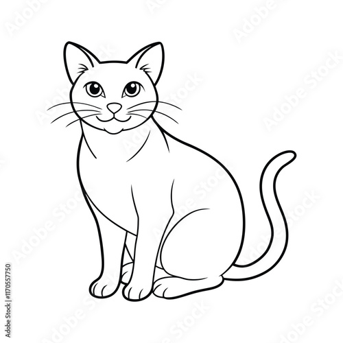 Elegant Line Art Cat Sitting Drawing for Cute Illustration Projects