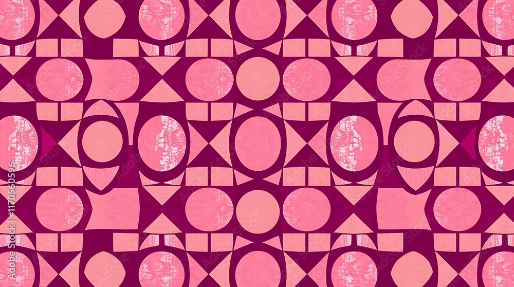 Fototapeta premium Pink and Purple Geometric Pattern: Abstract Seamless Texture 