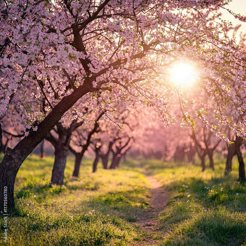 Beautiful nature with a blooming tree on a sunny day. Spring flowers. Beautiful orchard in spring Beautiful nature with a blooming tree on a sunny day. Spring flowers. Beautiful orchard in spring