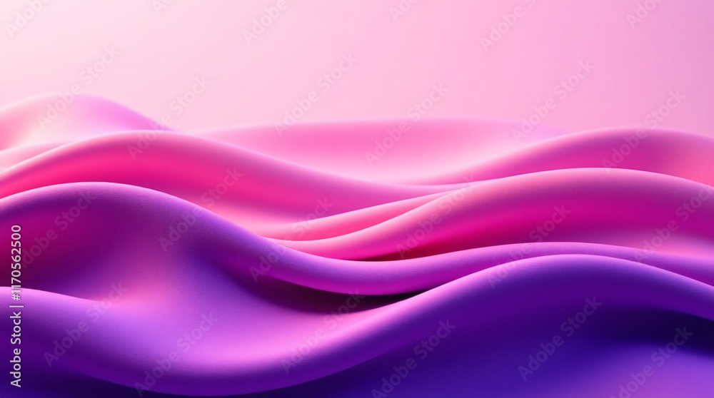 Fototapeta premium Abstract wavy lines transitioning from pink to purple, set against a gradient light pink background. The flowing design creates a soft, fluid, and aesthetically pleasing look.