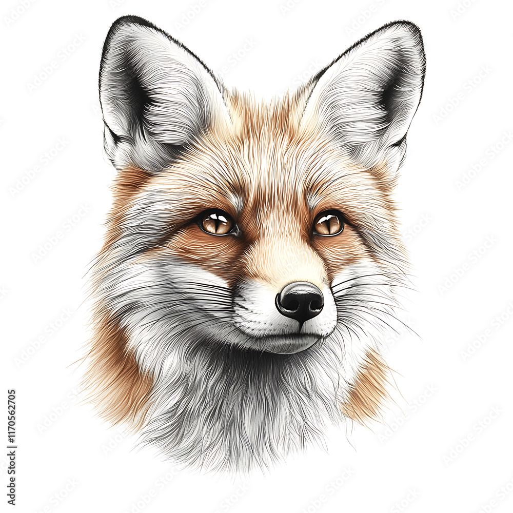 Fototapeta premium Fox illustration in creative design isolated on transparent background