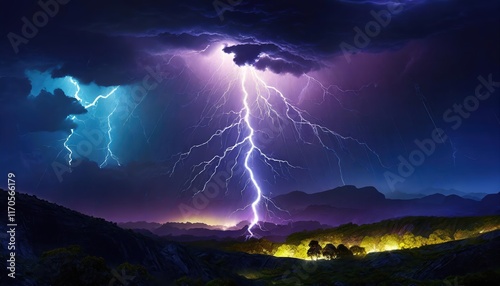 Captivating Energy A Stunning Display of Glowing Lightning Illuminating the Night Sky, Creating an Enchanting Atmosphere That Captivates the Imagination and Inspires Awe chars photo