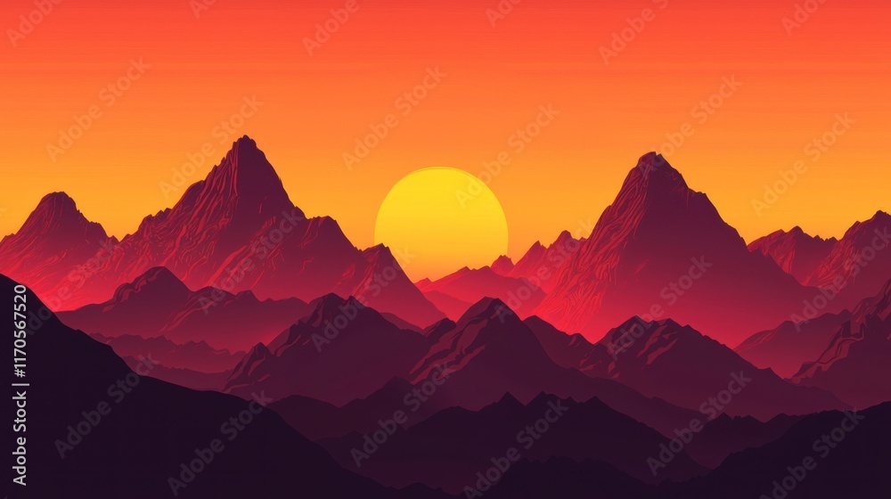 Obraz premium Majestic Mountains Sunset Vibrant Colors Landscape