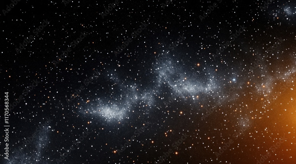 Cosmic Starry Night Sky with Ethereal Lighting and Grainy Texture Black Background