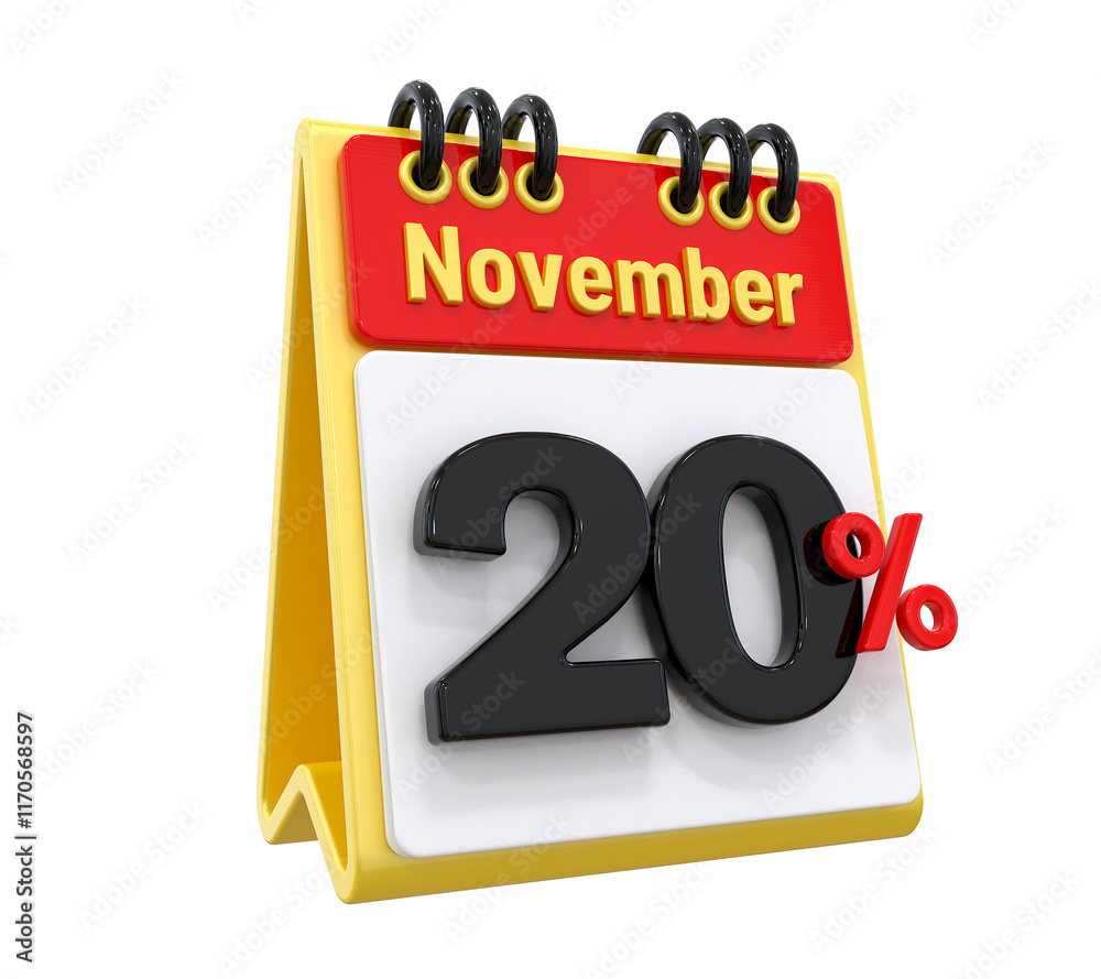 20 Percent offer November Calendar 3D icon 20 Percent offer November Calendar 3D icon