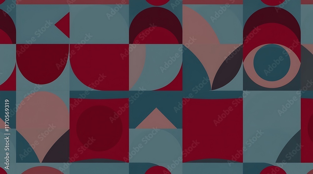 Geometric Abstract Pattern: A captivating blend of crimson, teal, and dusky pink hues forms a mesmerizing geometric pattern. Geometric Abstract Pattern: A captivating blend of crimson, teal, and dusky pink hues forms a mesmerizing geometric pattern.