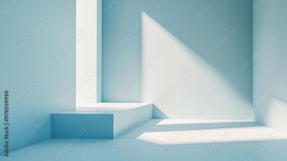 Fototapeta premium Minimalist Blue Room Corner Platform Display