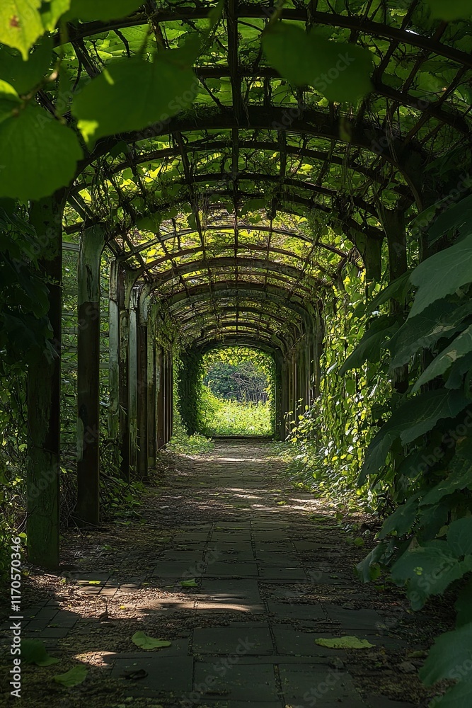 Obraz premium Tunnel linden alley in spring, fresh green foliage, park