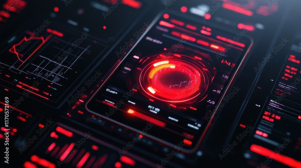 Obraz premium Investment app interface glowing with dynamic graphics and data display