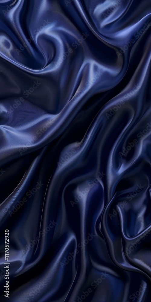 Blue wavy smooth shiny silk fabric texture luxurious background with copy space Blue wavy smooth shiny silk fabric texture luxurious background with copy space