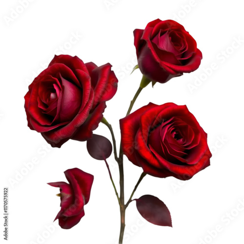 Beautiful red rose isolated on white background.