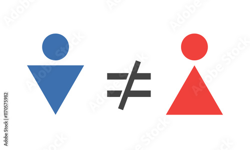 Man and woman imbalance. Gender inequality sign. Unequal status between the male and female.  Vector