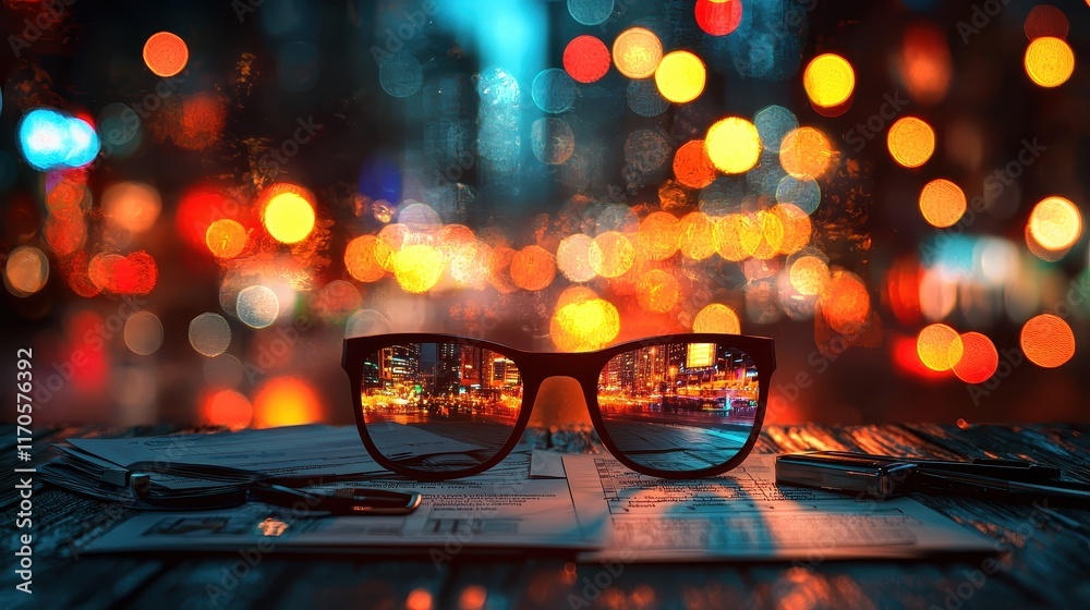 Calculating tax penalty in a cityscape business environment night view professional scene Calculating tax penalty in a cityscape business environment night view professional scene