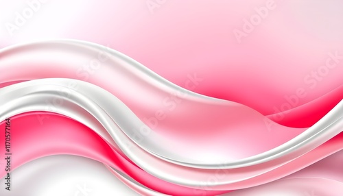 A sleek and modern graphic design featuring dynamic, curvy waves in a harmonious blend of silver, baby pink, and moderate red photo