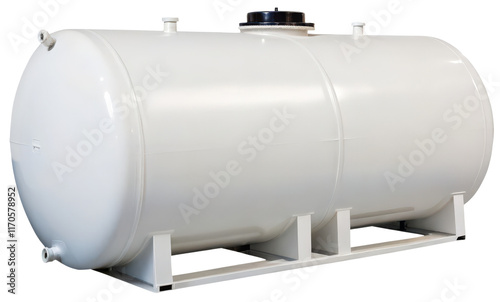 Large white water storage tank isolated with transparent background