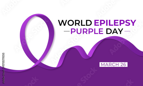 Epilepsy awareness is celebrated on multiple days and events. Purple Day commemorates epilepsy awareness and is celebrated annually on March 26. Vector illustration of background.
