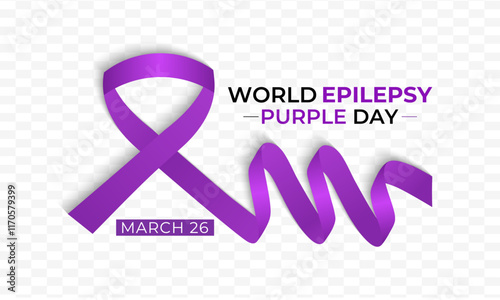 Epilepsy awareness is celebrated on multiple days and events. Purple Day commemorates epilepsy awareness and is celebrated annually on March 26. Vector illustration of background.