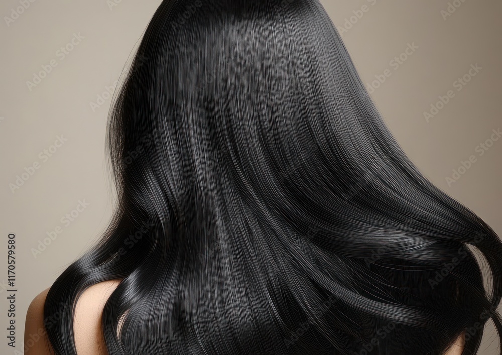 Fototapeta premium Beautiful Black Hair Woman Back View