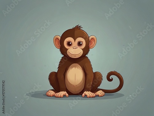 Chidi monkey with crossed arms and a pout, sitting on a plain background, exuding playful frustration photo