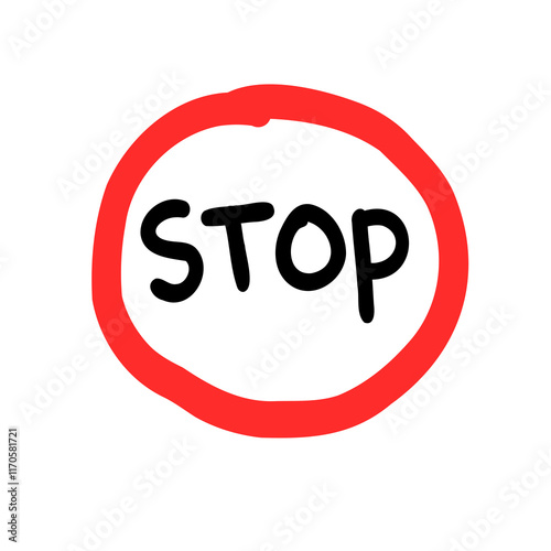 Wallpaper Mural stop road sign red doodle hand drawn illustration digital sticker png transparent cutout clipart Torontodigital.ca