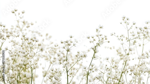 White Baby's Breath Flowers, Isolated on White Background, Floral Design, Wedding Invitations.