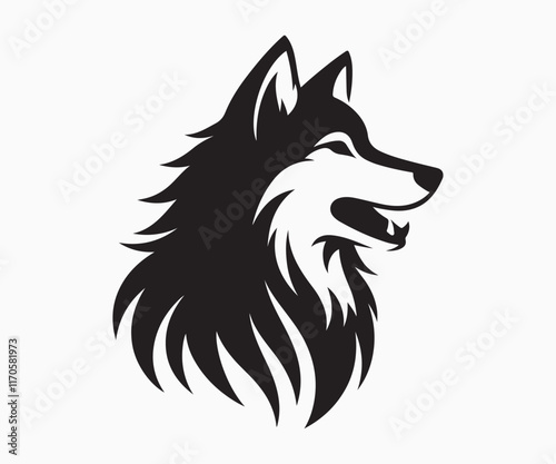 minimalist silhouette of a wolf in black and white