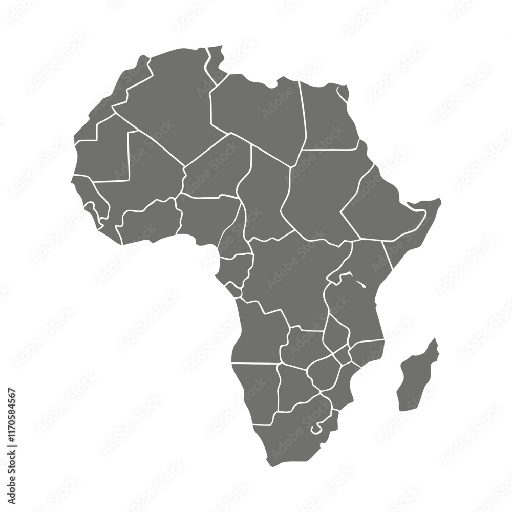 Obraz premium Gary Africa map with federal states and countries