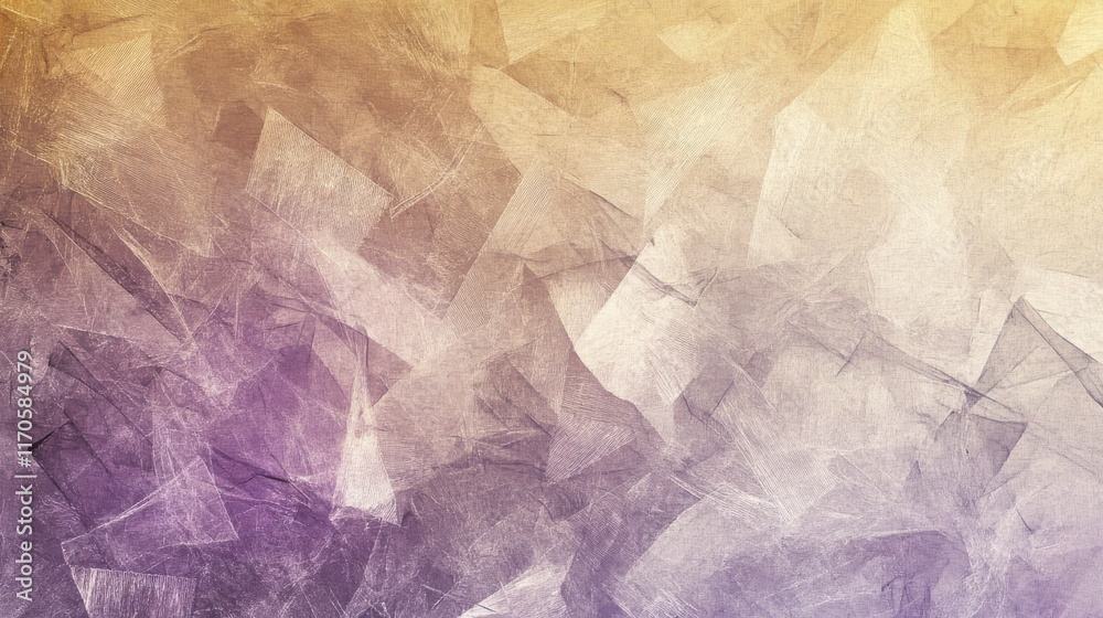 Fototapeta premium Layers of translucent pencil strokes create an abstract design in soft purple and yellow shades
